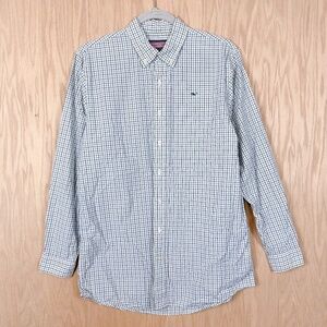 Vineyard Vines Plaid Whale Shirt Boys Green Blue XL